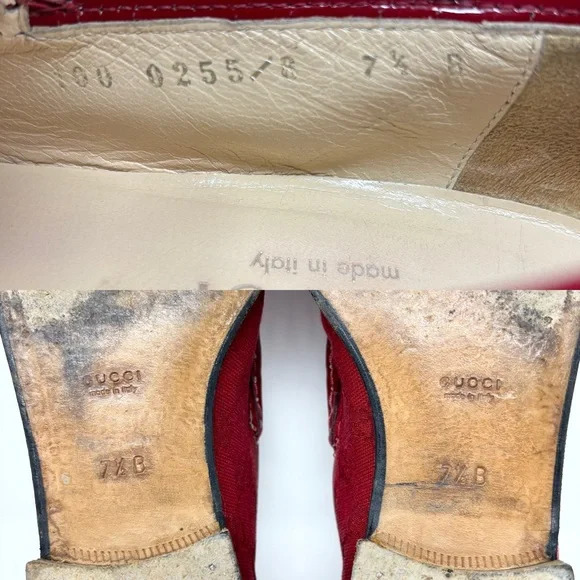 Gucci Horsebit 1953 Loafer GG Monogram Guccisma Red 7.5 Vintage Made in Italy - Picture 16 of 16